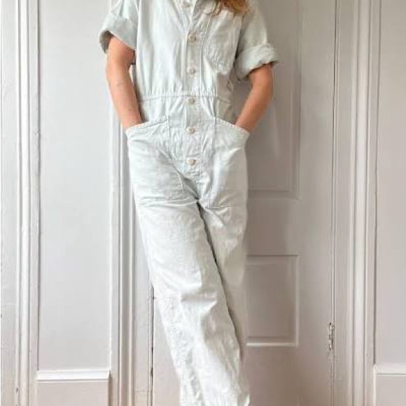 Madewell x As Ever Cotton Utility Workwear Jumpsuit Sage Green Blue NWT XL - Picture 5 of 13